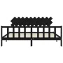 Bed frame with black solid wood headboard 200x200 cm by vidaXL, Beds and slatted bases - Ref: Foro24-3193490, Price: 207,96 €...