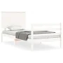White solid wood bed frame with headboard 100x200 cm by vidaXL, Beds and slatted bases - Ref: Foro24-3195212, Price: 117,44 €...