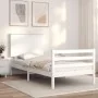 White solid wood bed frame with headboard 100x200 cm by vidaXL, Beds and slatted bases - Ref: Foro24-3195212, Price: 117,44 €...