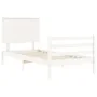 White solid wood bed frame with headboard 100x200 cm by vidaXL, Beds and slatted bases - Ref: Foro24-3195212, Price: 117,44 €...