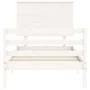 White solid wood bed frame with headboard 100x200 cm by vidaXL, Beds and slatted bases - Ref: Foro24-3195212, Price: 117,44 €...