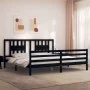 Bed frame with black solid wood headboard 200x200 cm by vidaXL, Beds and slatted bases - Ref: Foro24-3194595, Price: 172,80 €...