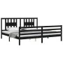 Bed frame with black solid wood headboard 200x200 cm by vidaXL, Beds and slatted bases - Ref: Foro24-3194595, Price: 172,80 €...