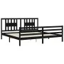 Bed frame with black solid wood headboard 200x200 cm by vidaXL, Beds and slatted bases - Ref: Foro24-3194595, Price: 172,80 €...
