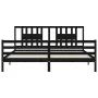 Bed frame with black solid wood headboard 200x200 cm by vidaXL, Beds and slatted bases - Ref: Foro24-3194595, Price: 172,80 €...