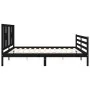 Bed frame with black solid wood headboard 200x200 cm by vidaXL, Beds and slatted bases - Ref: Foro24-3194595, Price: 172,80 €...