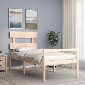 Bed for seniors with solid wood headboard 90x200 cm by vidaXL, Beds and slatted bases - Ref: Foro24-3195336, Price: 124,09 €,...