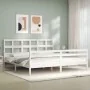 White solid wood bed frame with headboard 200x200 cm by vidaXL, Beds and slatted bases - Ref: Foro24-3194852, Price: 155,68 €...
