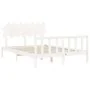 White solid wood bed frame with headboard 140x200 cm by vidaXL, Beds and slatted bases - Ref: Foro24-3193467, Price: 131,78 €...
