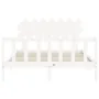White solid wood bed frame with headboard 140x200 cm by vidaXL, Beds and slatted bases - Ref: Foro24-3193467, Price: 131,78 €...