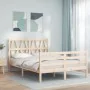 Bed frame with solid wood headboard 140x200 cm by vidaXL, Beds and slatted bases - Ref: Foro24-3194376, Price: 130,60 €, Disc...