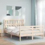 Estructura de cama con cabecero madera maciza 140x200 cm de vidaXL, Camas y somieres - Ref: Foro24-3194376, Precio: 130,60 €,...