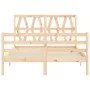 Bed frame with solid wood headboard 140x200 cm by vidaXL, Beds and slatted bases - Ref: Foro24-3194376, Price: 130,60 €, Disc...