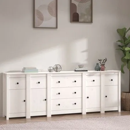 Sideboard aus massivem weißem Kiefernholz, 230 x 35 x 80 cm von vidaXL, Sideboards - Ref: Foro24-3114095, Preis: 381,27 €, Ra...