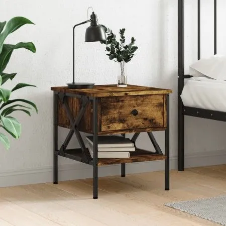 Smoked oak engineered wood bedside table 40x42x45 cm by vidaXL, Nightstands - Ref: Foro24-825957, Price: 49,25 €, Discount: %