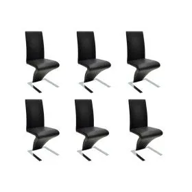 Esszimmerstühle 6 Einheiten aus schwarzem Kunstleder von vidaXL, Essstühle - Ref: Foro24-160564, Preis: 701,63 €, Rabatt: %