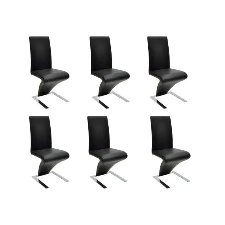 Sillas de comedor 6 unidades cuero sintético negro de vidaXL, Sillas de comedor - Ref: Foro24-160564, Precio: 729,50 €, Descu...
