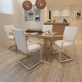 Cantilever dining chairs 4 units white synthetic leather by vidaXL, dining chairs - Ref: Foro24-270163, Price: 337,09 €, Disc...
