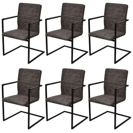 Cantilever dining chairs 6 units brown artificial leather by vidaXL, dining chairs - Ref: Foro24-272414, Price: 533,48 €, Dis...
