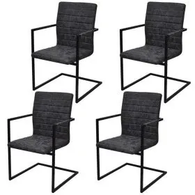Freischwinger-Esszimmerstühle 4-teilig aus schwarzem Kunstleder von vidaXL, Essstühle - Ref: Foro24-272415, Preis: 395,95 €, ...