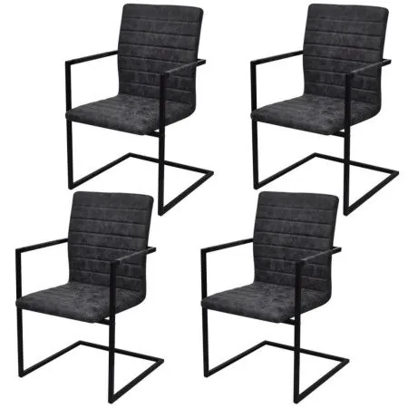 Sillas de comedor voladizas 4 unidades cuero sintético negro de vidaXL, Sillas de comedor - Ref: Foro24-272415, Precio: 413,9...