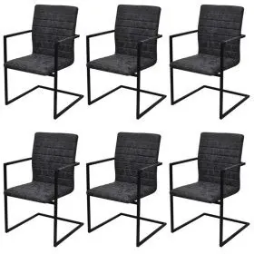 Cantilever dining chairs 6 units black synthetic leather by vidaXL, dining chairs - Ref: Foro24-272416, Price: 629,66 €, Disc...