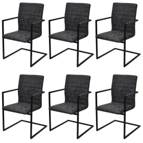Sillas voladizas de comedor 6 unidades cuero sintético negro de vidaXL, Sillas de comedor - Ref: Foro24-272416, Precio: 660,5...