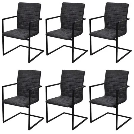 Sillas voladizas de comedor 6 unidades cuero sintético negro de vidaXL, Sillas de comedor - Ref: Foro24-272416, Precio: 660,5...