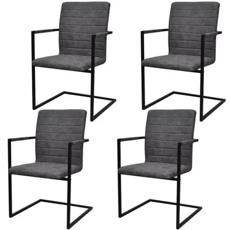 Cantilever dining chairs 4 units gray synthetic leather by vidaXL, dining chairs - Ref: Foro24-272417, Price: 357,33 €, Disco...