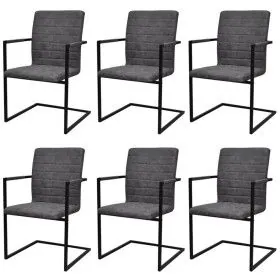 Sillas de comedor voladizas 6 unidades cuero sintético gris de vidaXL, Sillas de comedor - Ref: Foro24-272418, Precio: 531,25...