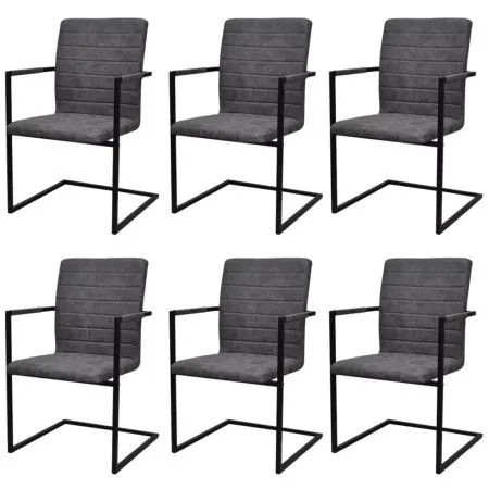 Sillas de comedor voladizas 6 unidades cuero sintético gris de vidaXL, Sillas de comedor - Ref: Foro24-272418, Precio: 531,25...