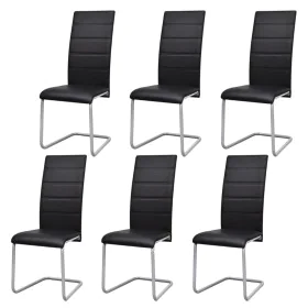 Cantilever dining chairs 6 units black synthetic leather by vidaXL, dining chairs - Ref: Foro24-272420, Price: 320,12 €, Disc...
