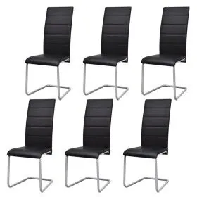 Sillas voladizas de comedor 6 unidades cuero sintético negro de vidaXL, Sillas de comedor - Ref: Foro24-272420, Precio: 331,5...