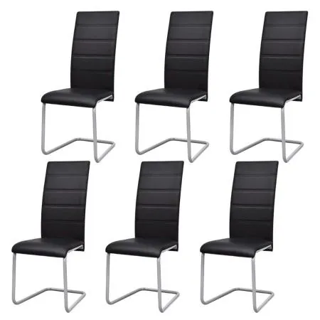 Freischwinger-Esszimmerstühle 6-teilig aus schwarzem Kunstleder von vidaXL, Essstühle - Ref: Foro24-272420, Preis: 331,54 €, ...