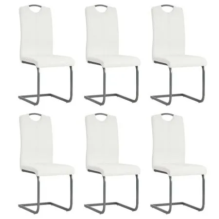 Cantilever dining chairs 6 units white synthetic leather by vidaXL, dining chairs - Ref: Foro24-275464, Price: 355,79 €, Disc...