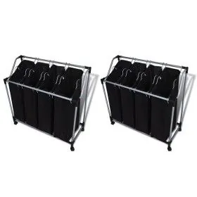 Separador de colada con bolsas 2 unidades negro y gris de vidaXL, Cestas para ropa - Ref: Foro24-276041, Precio: 69,41 €, Des...