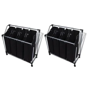 Wäschetrenner mit Beuteln 2 Einheiten schwarz und grau von vidaXL, Wäschekörbe - Ref: Foro24-276041, Preis: 69,41 €, Rabatt: %