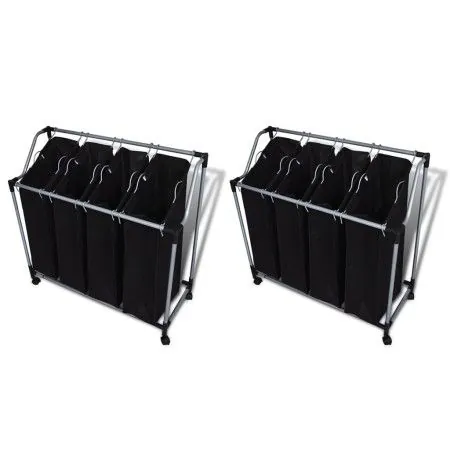 Laundry separator with bags 2 units black and gray by vidaXL, Laundry baskets - Ref: Foro24-276041, Price: 69,41 €, Discount: %