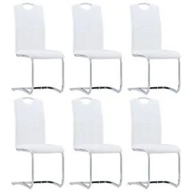 Cantilever dining chairs 6 units white synthetic leather by vidaXL, dining chairs - Ref: Foro24-278835, Price: 443,15 €, Disc...