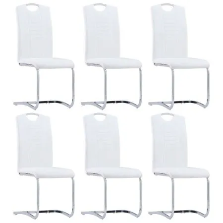 Sillas voladizas de comedor 6 unidades cuero sintético blanco de vidaXL, Sillas de comedor - Ref: Foro24-278835, Precio: 445,...
