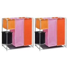 Dirty clothes basket 2 units 3 sections with washing bucket by vidaXL, Laundry baskets - Ref: Foro24-3051492, Price: 57,66 €,...