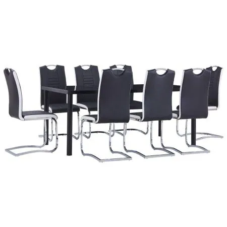 Juego de comedor 9 piezas cuero sintético negro de vidaXL, muebles para cocinas y comedores - Ref: Foro24-3053112, Precio: 88...