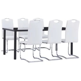 7-teiliges Esszimmerset aus weißem Kunstleder von vidaXL, Möbelsets für Küchen und Esszimmer - Ref: Foro24-3053118, Preis: 65...