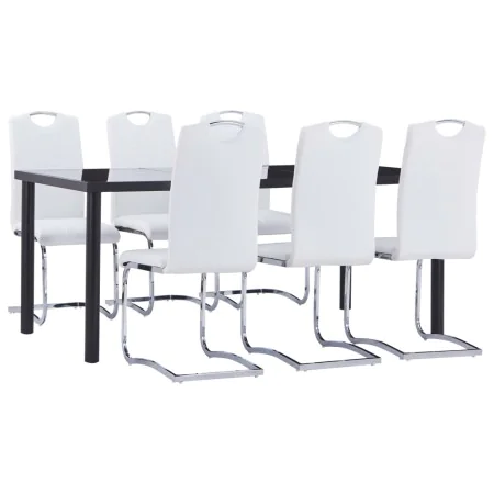 7-teiliges Esszimmerset aus weißem Kunstleder von vidaXL, Möbelsets für Küchen und Esszimmer - Ref: Foro24-3053118, Preis: 65...