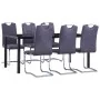 Juego de comedor 7 piezas piel de ante artificial gris de vidaXL, muebles para cocinas y comedores - Ref: Foro24-3053126, Pre...
