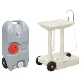 Camping sink with water tank on wheels gray by vidaXL, Portable water purifiers and filters - Ref: Foro24-3186678, Price: 307...