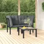 Garden furniture set 3 pieces black and gray synthetic rattan by vidaXL, Garden sets - Ref: Foro24-3187730, Price: 172,18 €, ...