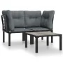 Juego de muebles jardín 3 pzas ratán sintético negro y gris de vidaXL, Conjuntos de jardín - Ref: Foro24-3187730, Precio: 172...
