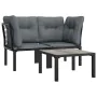 Garden furniture set 3 pieces black and gray synthetic rattan by vidaXL, Garden sets - Ref: Foro24-3187730, Price: 172,18 €, ...
