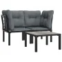 Juego de muebles jardín 3 pzas ratán sintético negro y gris de vidaXL, Conjuntos de jardín - Ref: Foro24-3187730, Precio: 172...